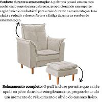 Poltrona De Amamentação Celine Com Puff Suede Bege Claro - 10