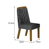 Conjunto Sala De Jantar Mesa Orgânica Sem Vidro 200cm Com 6 Cadeiras Pé Mdf Dacota Off White Freijó-freijó-joli Chumbo - 6