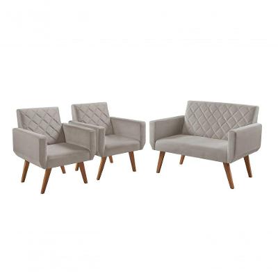Conjunto De Poltronas Anabelle 2 E 3 Lugares Bege Unidecor