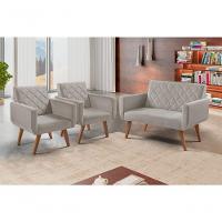 Conjunto Anabelle 2 Poltronas De 1 Lugar 1 Poltrona 2 Lugares Braço Bege - 4