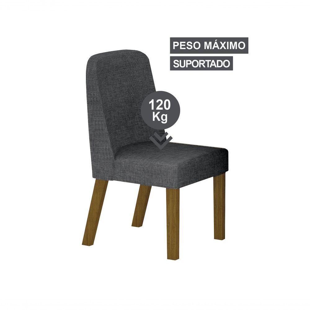 Conjunto Sala De Jantar Mesa Orgânica Sem Vidro 200cm Com 6 Cadeiras Pé Madeira Isis Freijó-linho Chumbo - 4