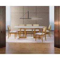 Conjunto De Jantar Milão Com 6 Cadeiras Base Canadá Bm Tubulares Mel-tecido 501 - 6