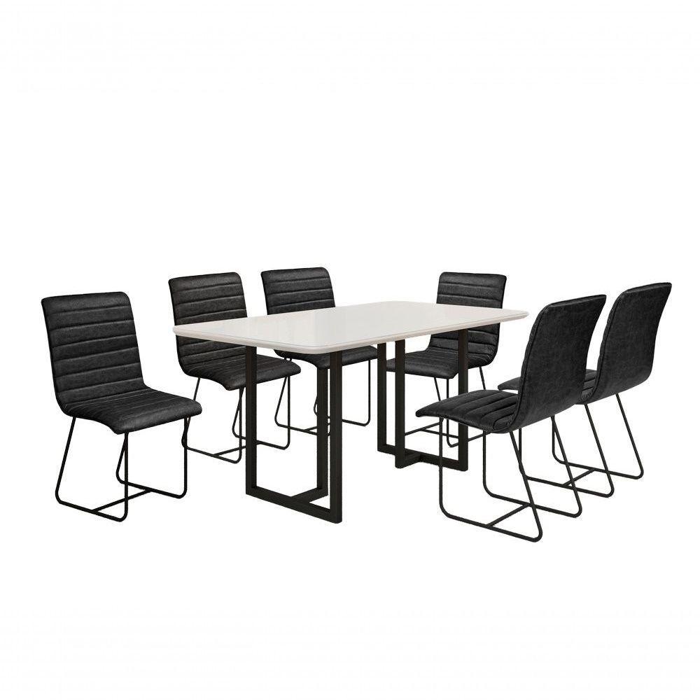 Conjunto De Jantar Itália Com 6 Cadeiras Base Goiás Bm Tubulares Off White-courissimo 134 - 1