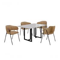 Conjunto Siena Com 4 Cadeiras E Base Goiás Bm Tubulares Off White-linho 306 - 1