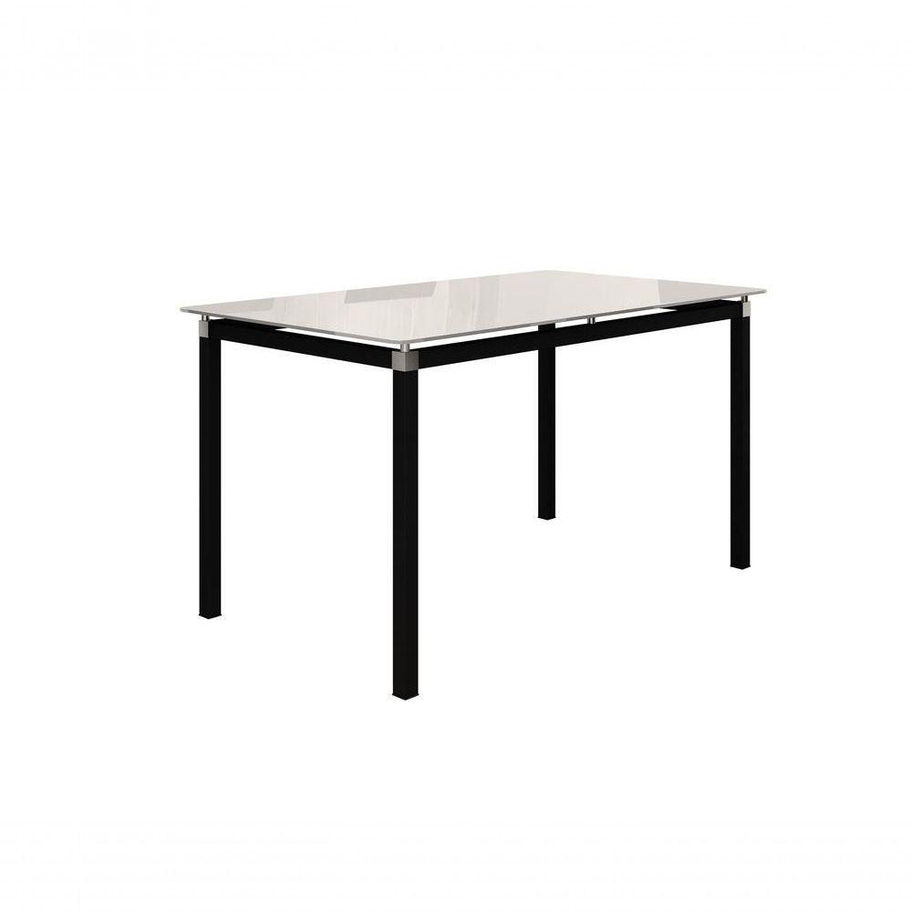 Conjunto De Jantar Lisboa Com 6 Cadeiras E Mesa Retangular Tocantins Bm Tubulares Off White-ratan Chocolate-linho 307 - 5