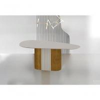 Conjunto Sala De Jantar Mesa Orgânica Com Vidro 200cm Com 6 Cadeiras Pé Mdf Dacota Freijó Off White-off White-joli Palha - 3