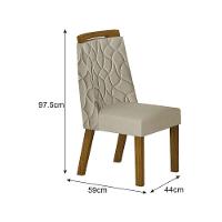 Conjunto Sala De Jantar Mesa Orgânica Com Vidro 200cm Com 6 Cadeiras Pé Mdf Dacota Freijó Off White-off White-joli Palha - 6