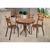 Conjunto França 04 Cadeiras Com Base Sergipe Bm Tubulares Pinus Conhaque-ratan Carvalho-courino C13 - 4