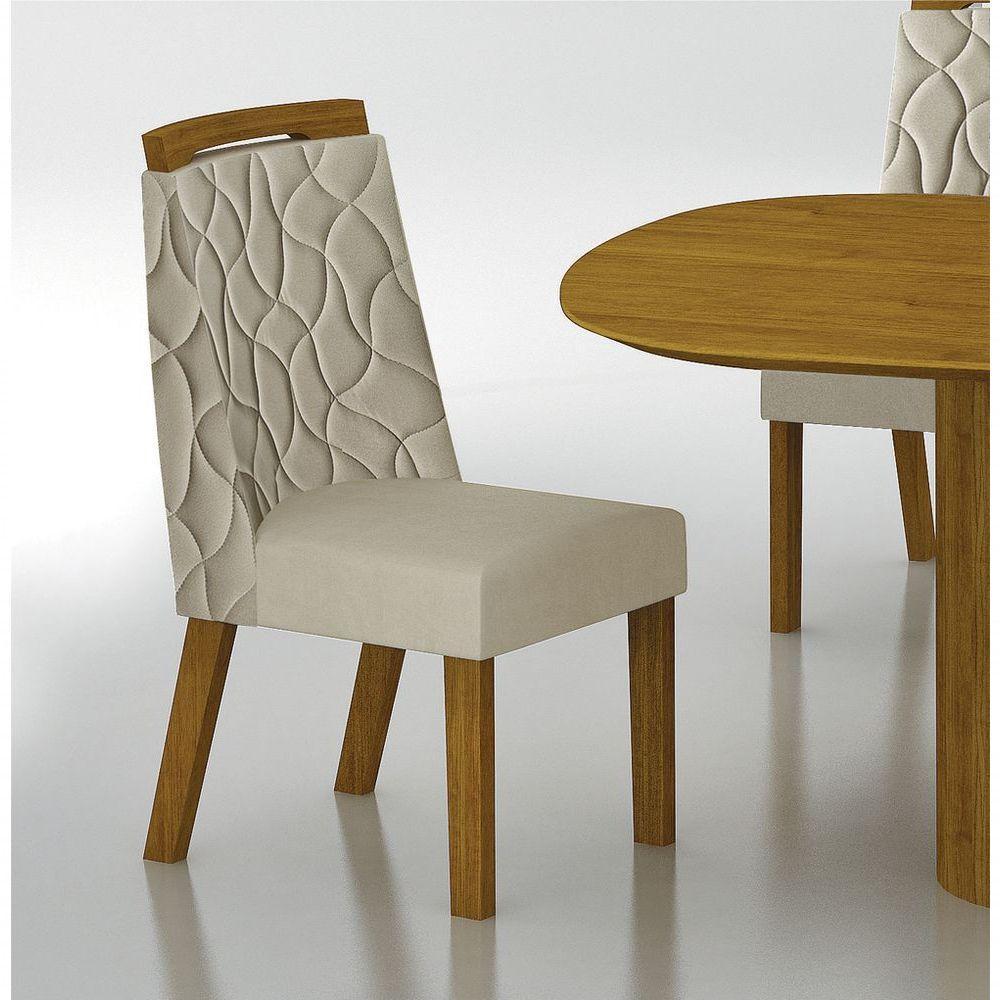 Conjunto Sala De Jantar Mesa Orgânica Com Vidro 200cm Com 6 Cadeiras Pé Mdf Dacota Off White Freijó-off White-joli Palha - 4