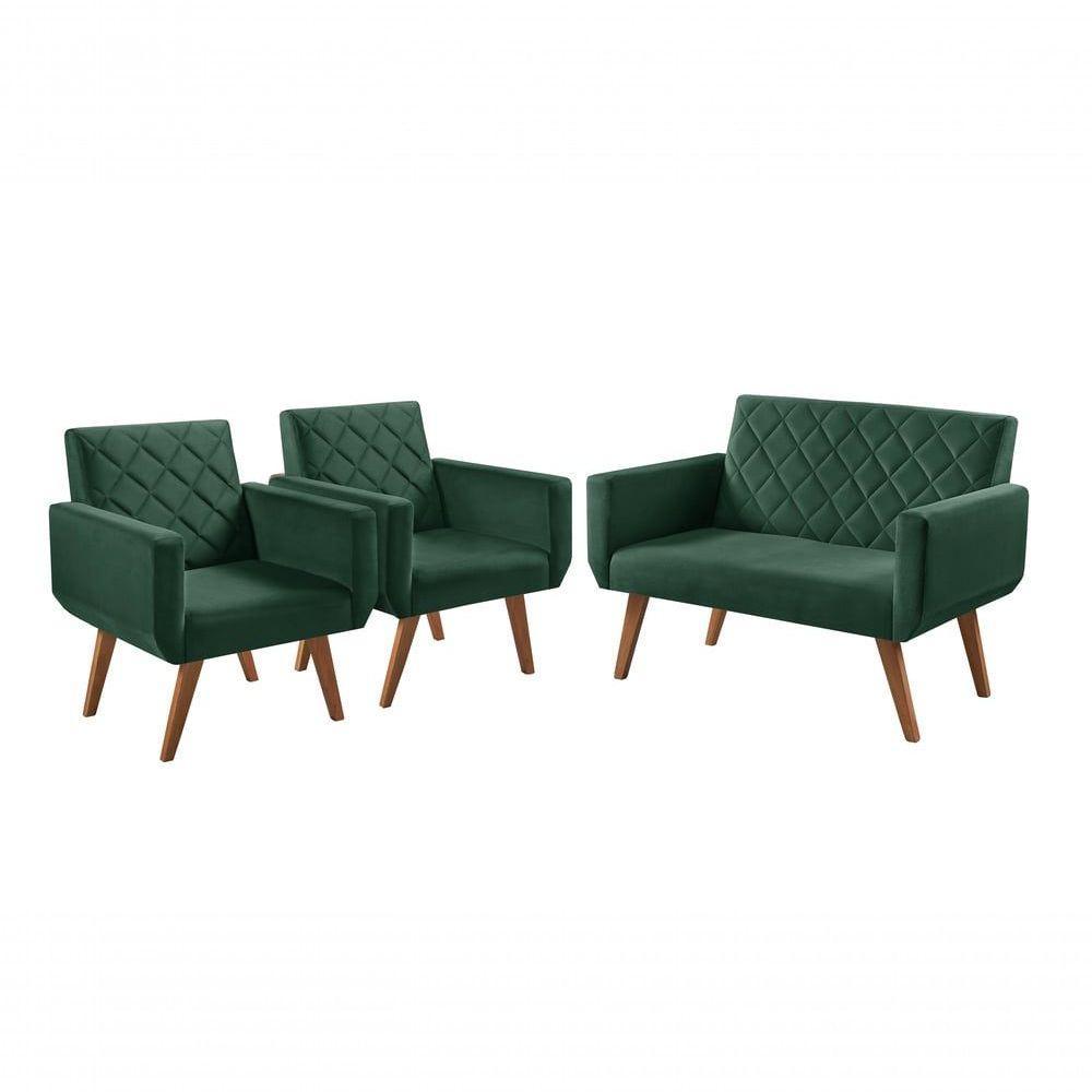 Conjunto Anabelle 2 Poltronas De 1 Lugar 1 Poltrona 2 Lugares Braço Verde - 1