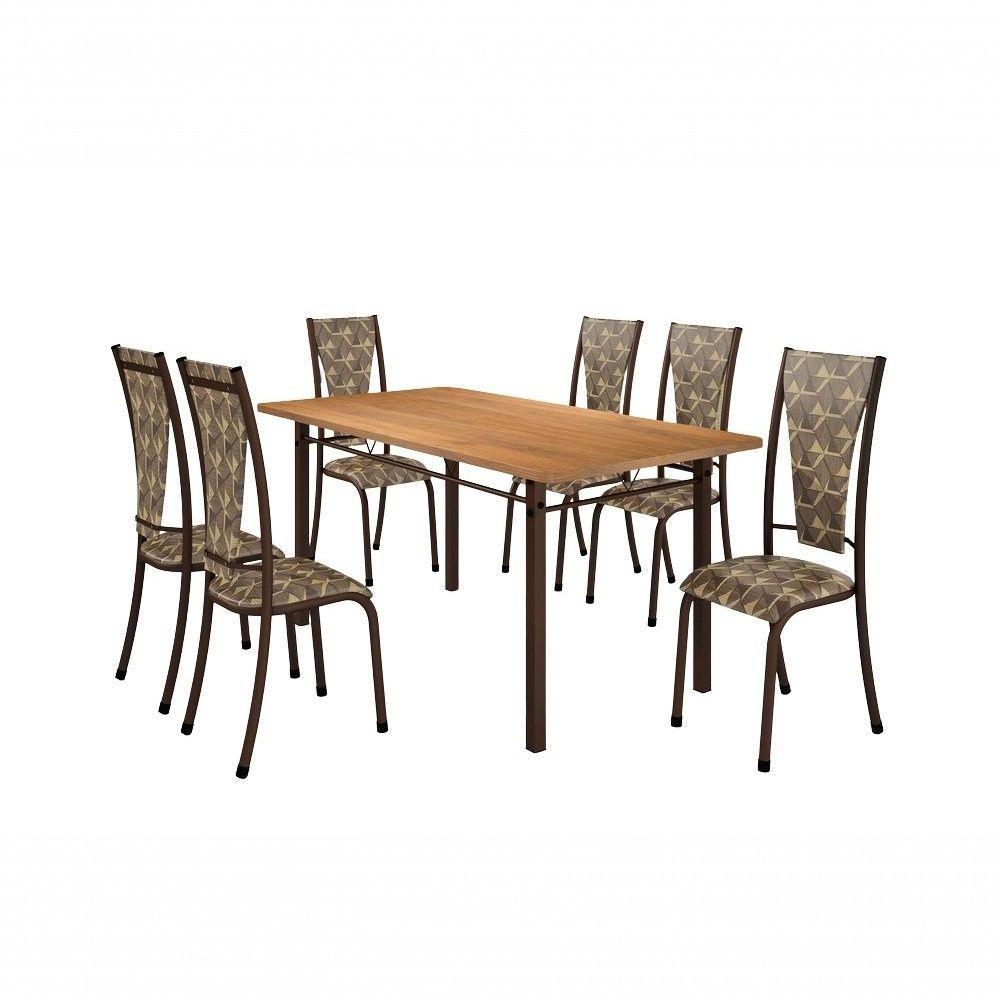 Conjunto Mônaco 06 Cadeiras Com Base Piauí Bm Tubulares Bp Noce Oro-courino 120 - 1