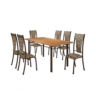 Conjunto Mônaco 06 Cadeiras Com Base Piauí Bm Tubulares Bp Noce Oro-courino 120