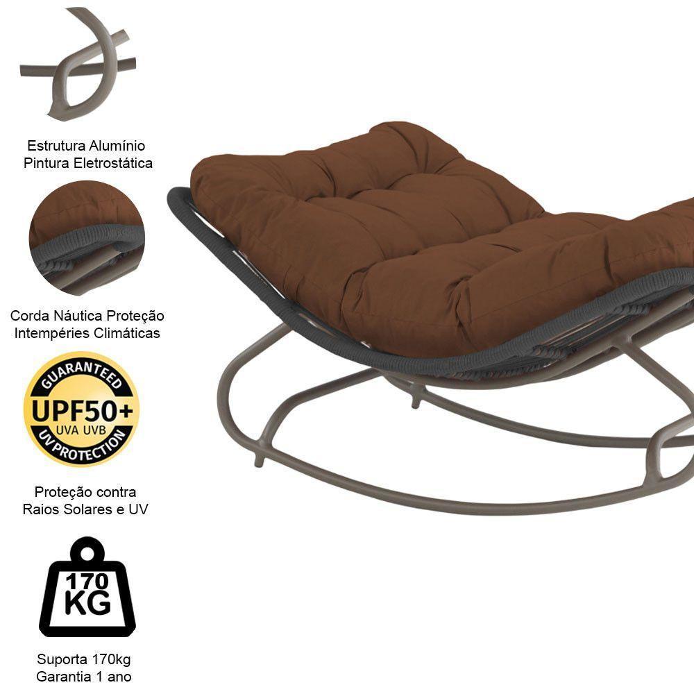 Cadeira Balanço Viena Corda Náutica Para Jardim Sala Trama Preto - 4