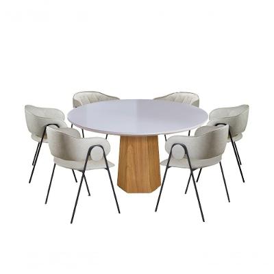 Conjunto De Jantar Siena Com 6 Cadeiras Base Roraima Bm Tubulares Off White-courissimo 133