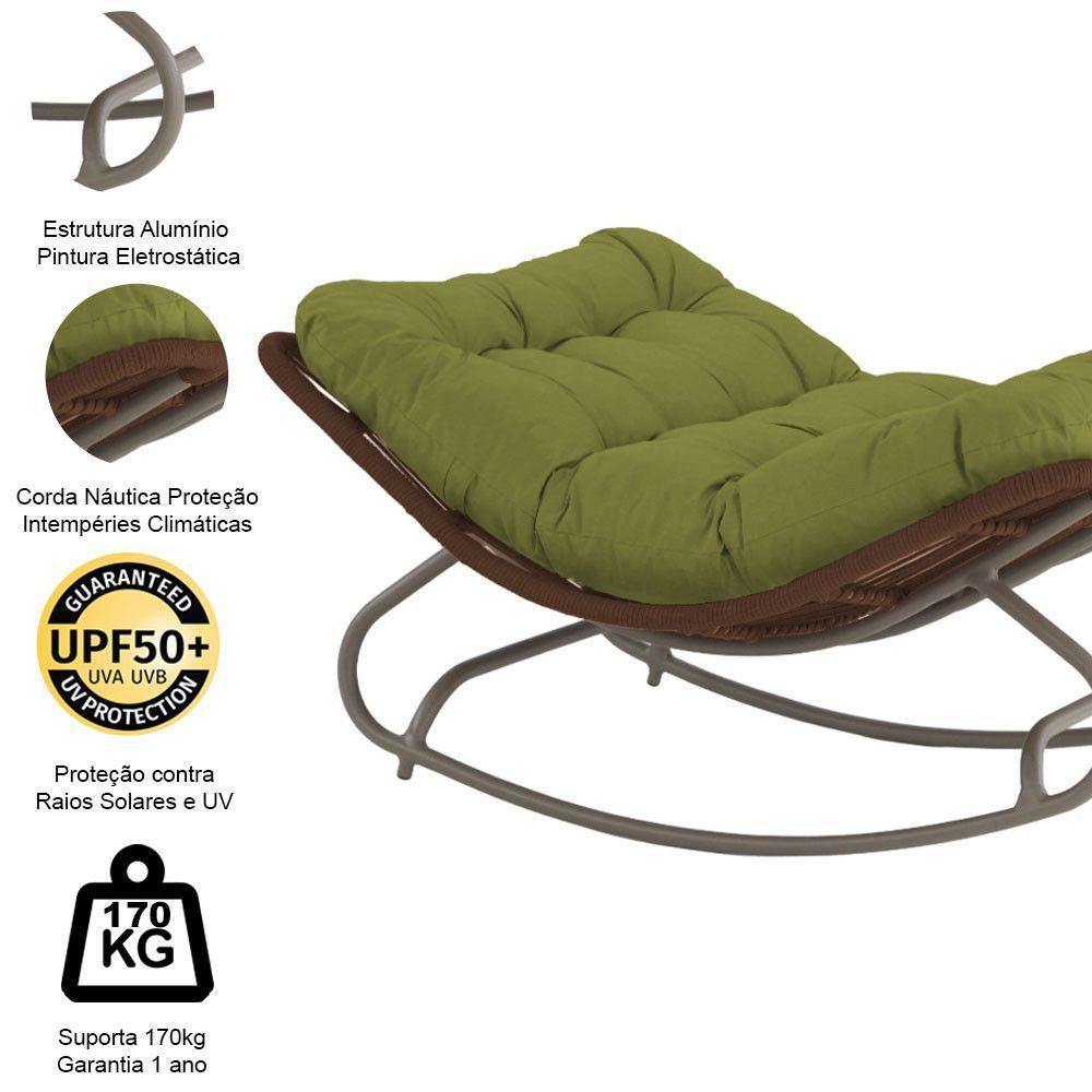 Cadeira Balanço Viena Corda Náutica Para Jardim Sala Trama Marrom - 4