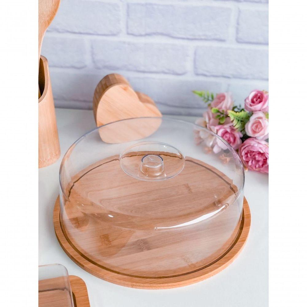 Boleira Ou Porta Bolo Bambu Com Tampa Ecokitchen - 2