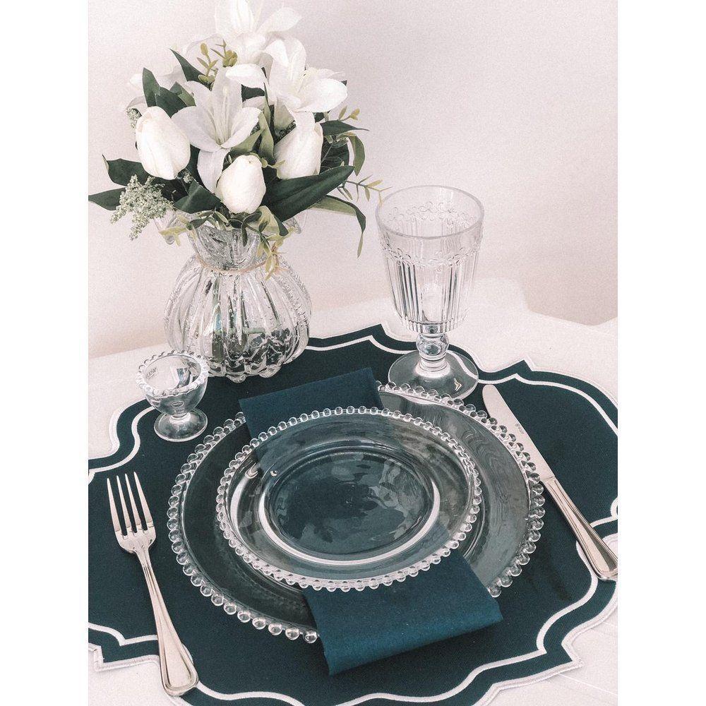 Kit Jantar 10 Pratos Rasos + 10 Pratos Sobremesa Pearl Bolinha Wolff Transparente - 5