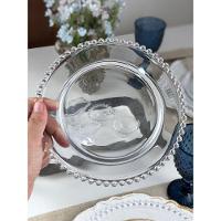 Kit Jantar 10 Pratos Rasos + 10 Pratos Sobremesa Pearl Bolinha Wolff Transparente - 6