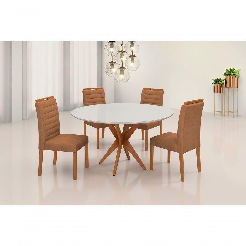 Conjunto Ibiza C- Chapéu Com 4 Cadeiras E Base Sofia Bm Tubulares Off White-boucle 500 - 5