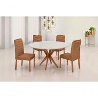 Conjunto Ibiza C- Chapéu Com 4 Cadeiras E Base Sofia Bm Tubulares Off White-boucle 500 - 5