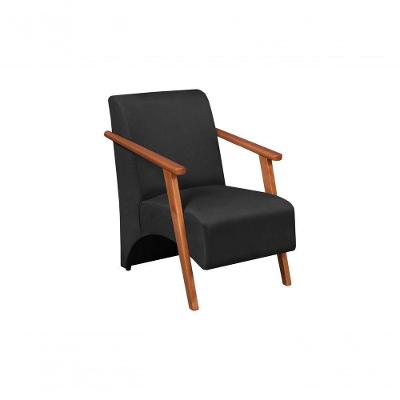 Poltrona Venus 1 Lugar Braço Madeira Maciça Suede Preto Unidecor