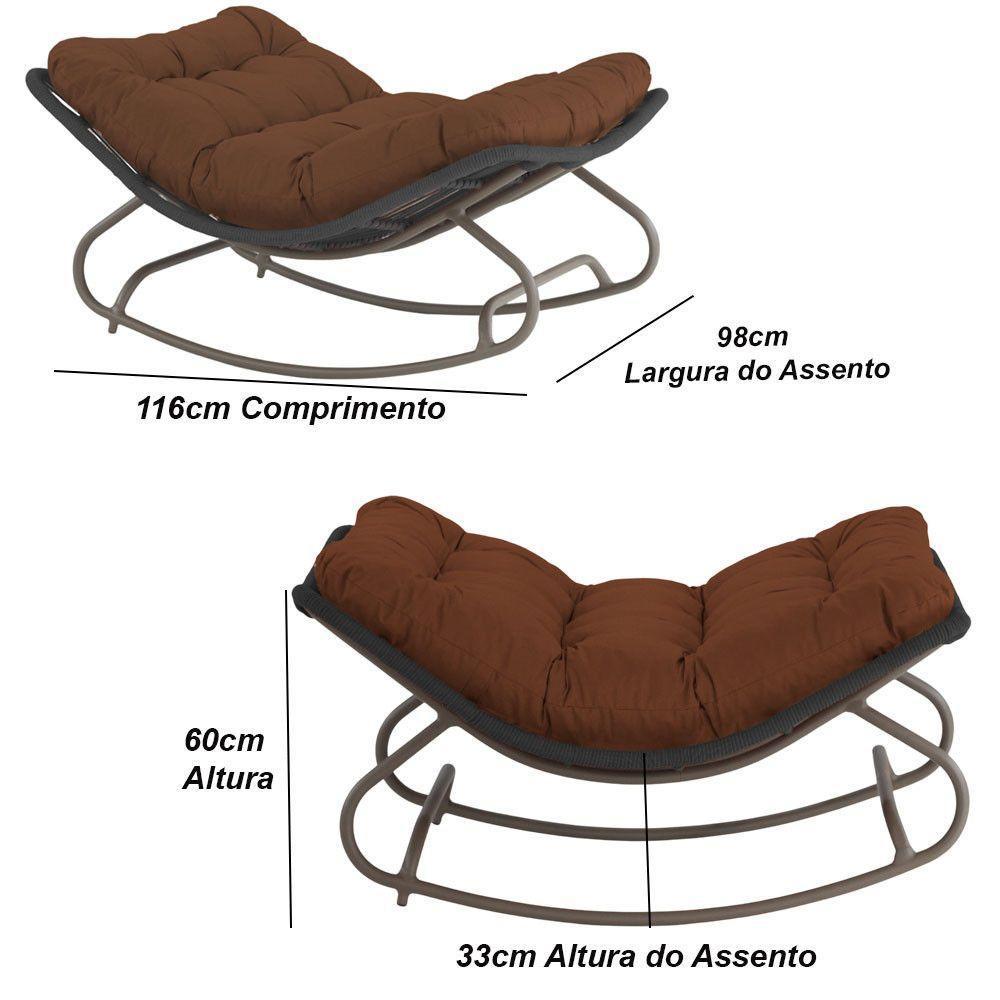 2 Cadeira Balanço Viena Corda Náutica Para Jardim Sala Trama Preto - 5