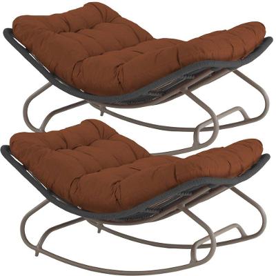 2 Cadeira Balanço Viena Corda Náutica Para Jardim Sala Trama Preto