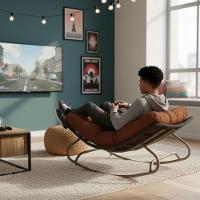 2 Cadeira Balanço Viena Corda Náutica Para Jardim Sala Trama Preto - 3