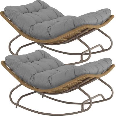 2 Cadeira Balanço Viena Corda Náutica Para Jardim Sala Trama Rami