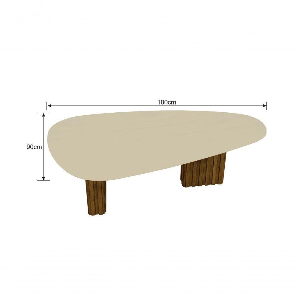 Conjunto Sala De Jantar Mesa Orgânica Com Vidro 180cm Com 6 Cadeiras Pé Madeira Isis Freijó-off White-linho Chumbo - 3