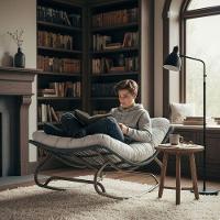 2 Cadeira Balanço Viena Corda Náutica Para Jardim Sala Trama Cinza - 3