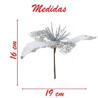 Kit 2 Flor De Natal Prata Artificial Com Brilho 19cm - 2