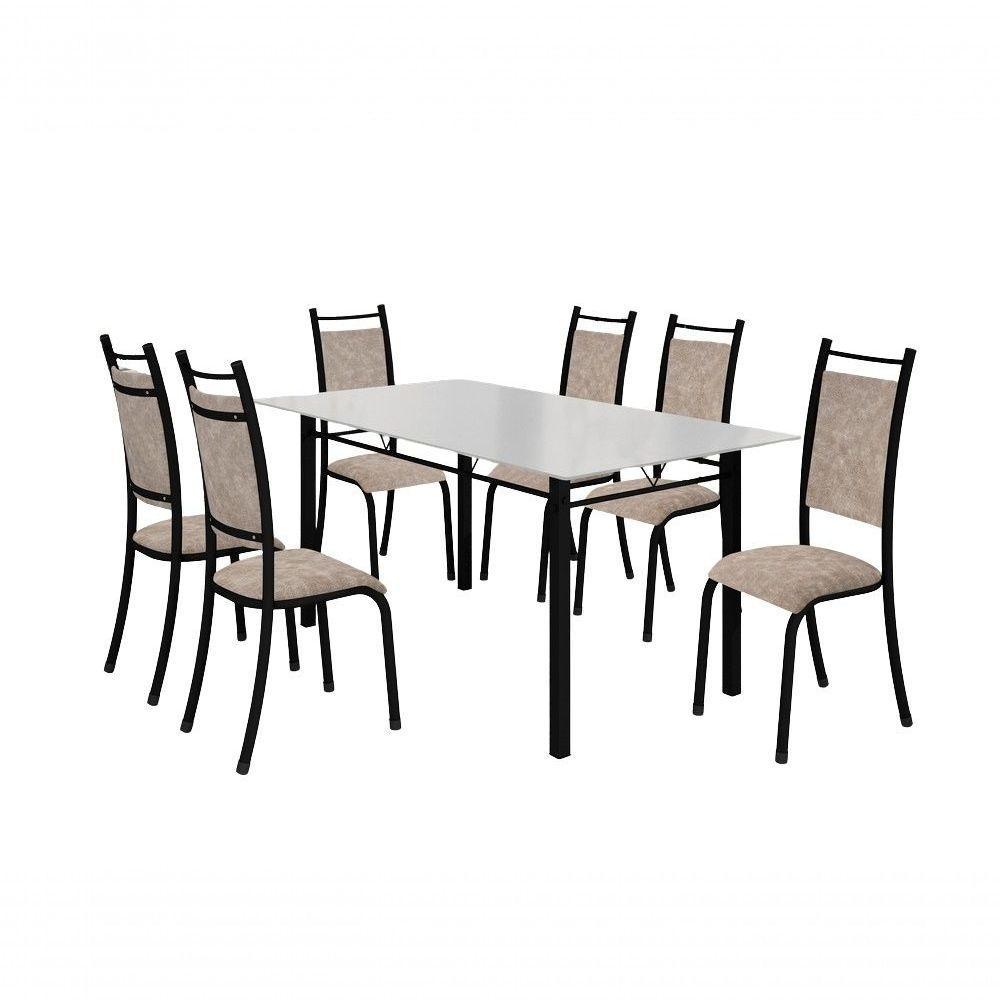 Conjunto Verona 06 Cadeiras Com Base Piauí Bm Tubulares Off White-courino 12 - 1