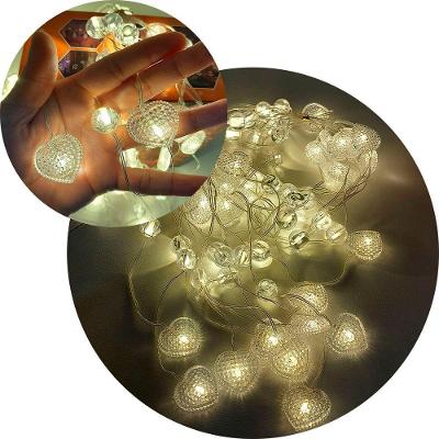 Pisca Cortina Corações Natal 80 Lâmpadas Led 3x1m 110-220v Amarelo