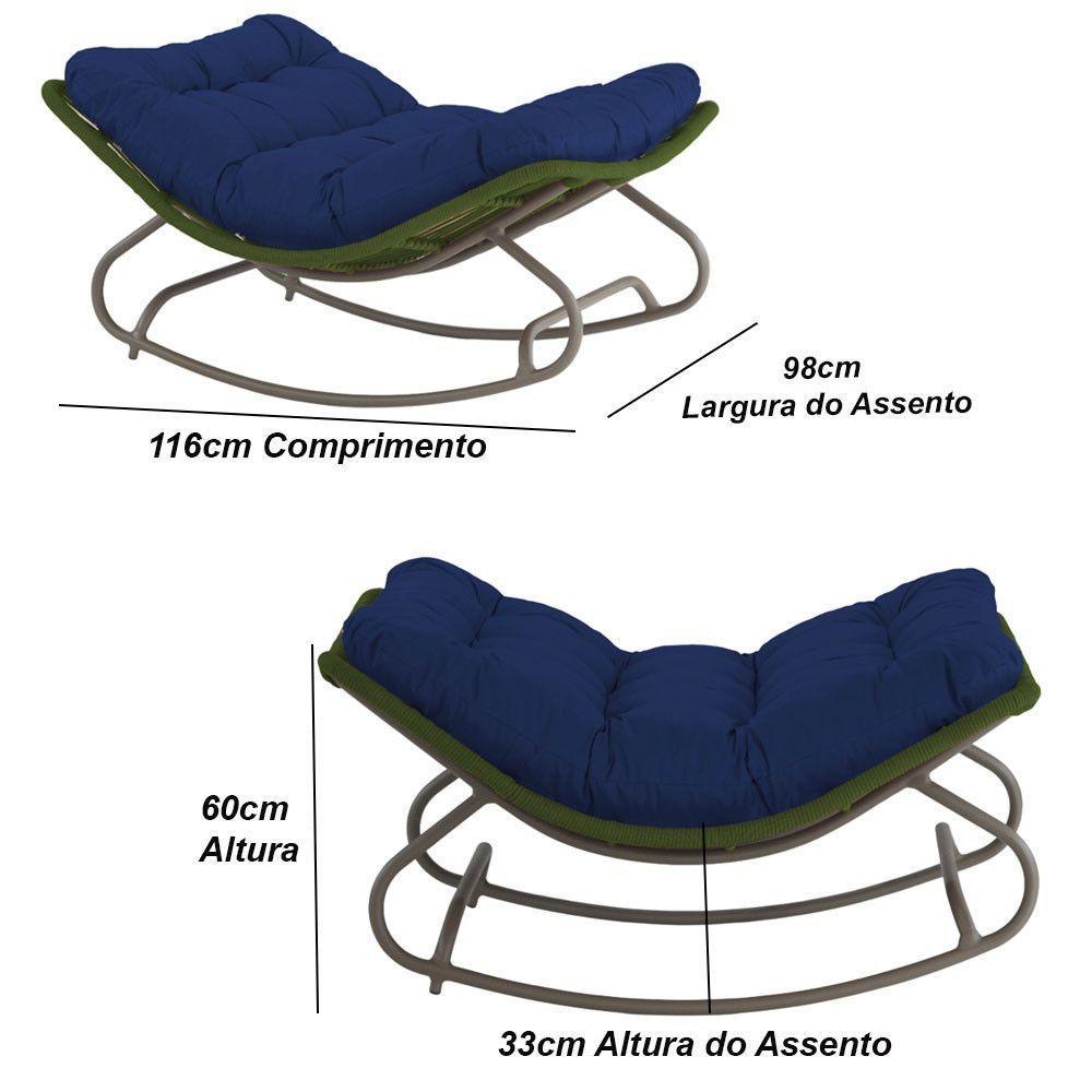 2 Cadeira Balanço Viena Corda Náutica Para Jardim Sala Trama Verde Musgo - 4