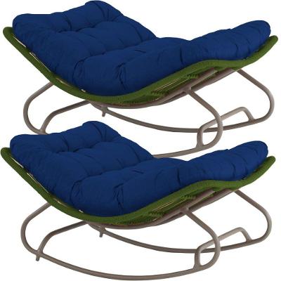 2 Cadeira Balanço Viena Corda Náutica Para Jardim Sala Trama Verde Musgo