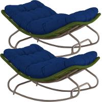 2 Cadeira Balanço Viena Corda Náutica Para Jardim Sala Trama Verde Musgo - 1