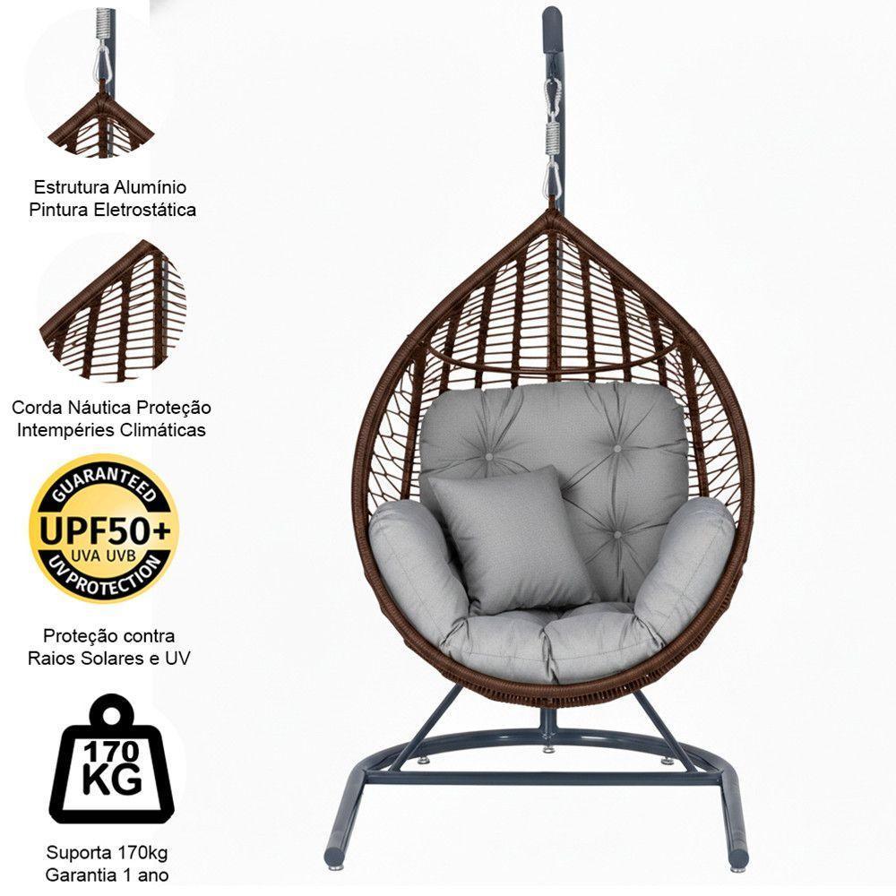 Balanço Gota Suspenso Corda Náutica Para área E Jardim Trama Marrom - 3