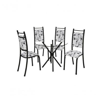 Conjunto Verona 04 Cadeiras Com Base Sergipe Bm Tubulares Vidro Incolor-courino C128