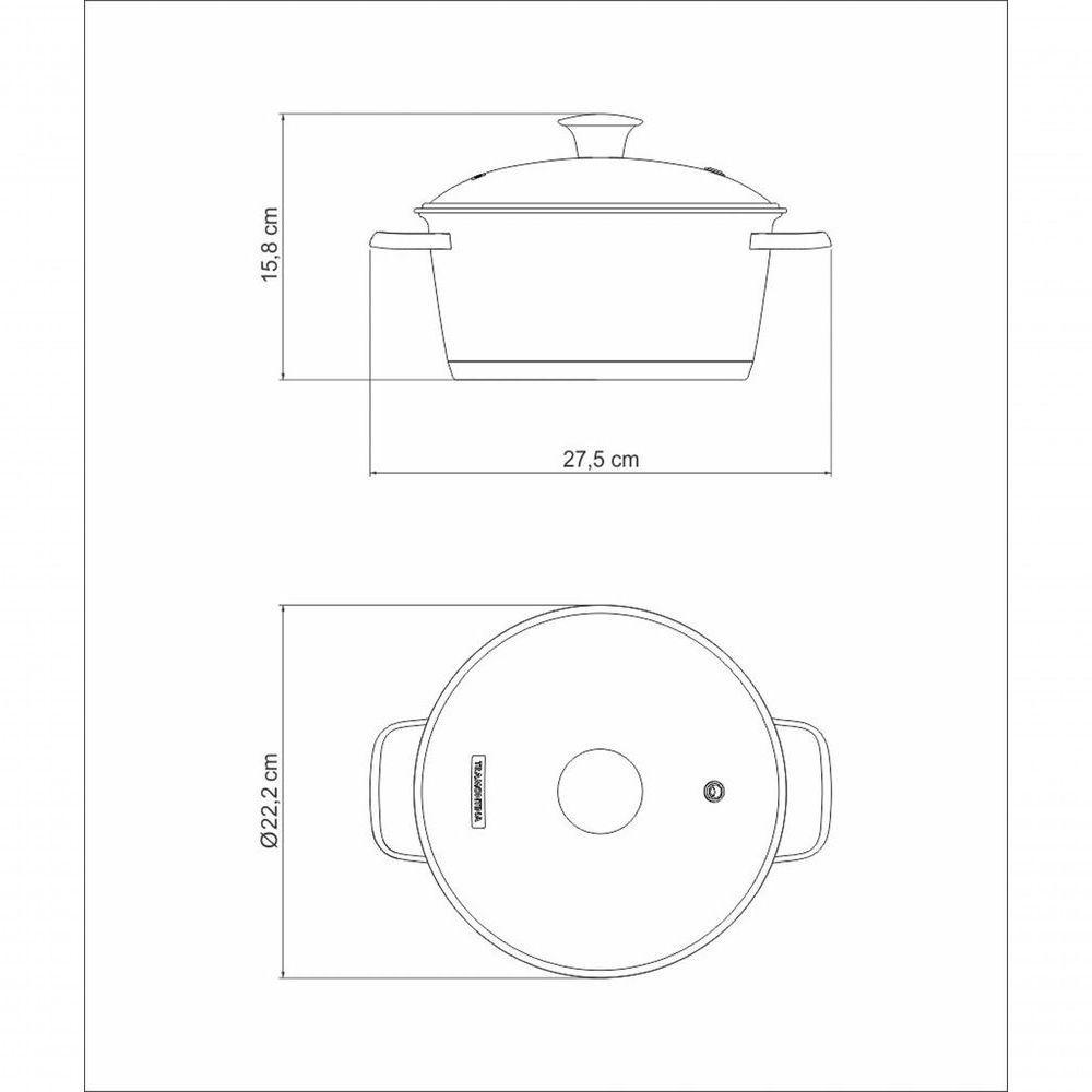 Caçarola Funda Tramontina Allegra Em Aço Inox Com Fundo Triplo E Tampa De Vidro 20 Cm Tramontina - 2