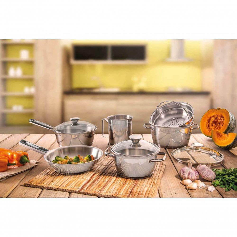 Caçarola Funda Tramontina Allegra Em Aço Inox Com Fundo Triplo E Tampa De Vidro 20 Cm Tramontina - 7