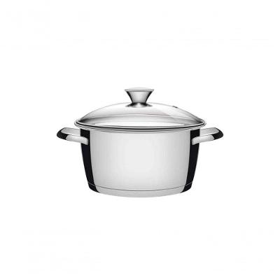 Caçarola Funda Tramontina Allegra Em Aço Inox Com Fundo Triplo E Tampa De Vidro 20 Cm Tramontina