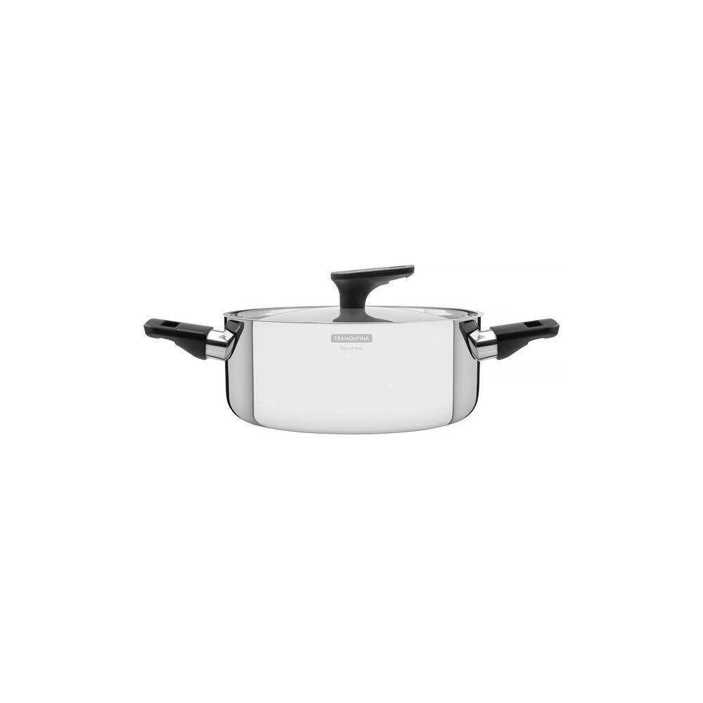 Caçarola Rasa Tramontina Grano Baquelite Aço Inox Corpo Triplo Tampa Alças Baquelite 24cm 4,4l Tramontina - 1