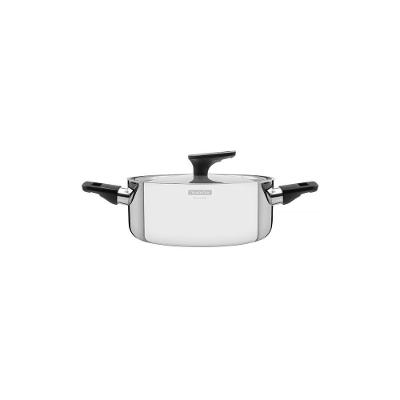 Caçarola Rasa Tramontina Grano Baquelite Aço Inox Corpo Triplo Tampa Alças Baquelite 24cm 4,4l Tramontina