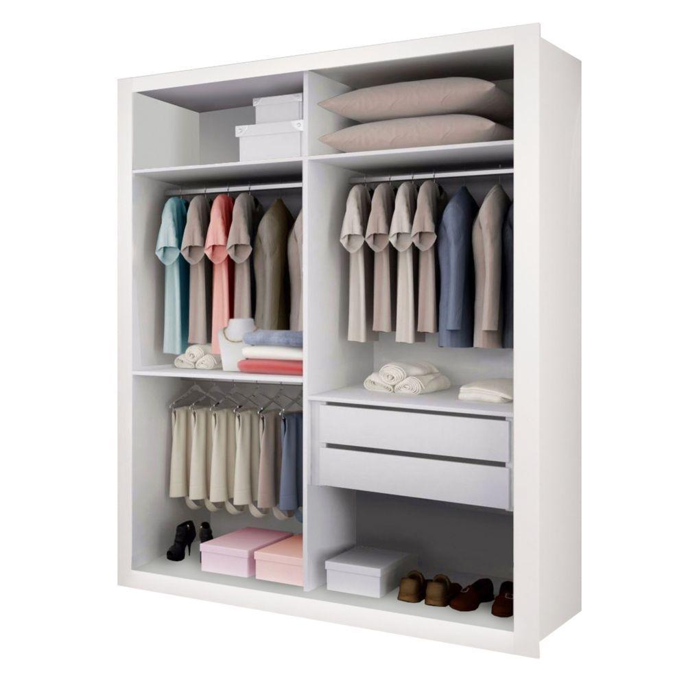 Closet Solteiro Sem Portas 2 Gavetas Júlia Minastex Branco - 1