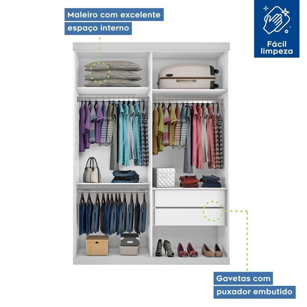 Closet Solteiro Sem Portas 2 Gavetas Júlia Minastex Branco - 5