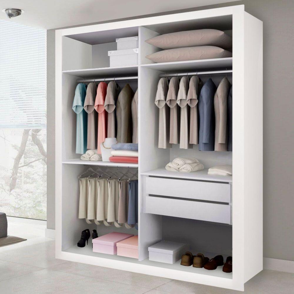 Closet Solteiro Sem Portas 2 Gavetas Júlia Minastex Branco - 8