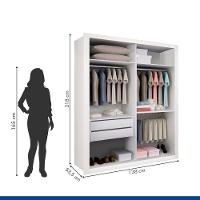 Closet Solteiro Sem Portas 2 Gavetas Júlia Minastex Branco - 2