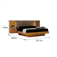 Cama De Casal Queen Size Braga Com Mesa De Cabeceira E Painel Almofadado Leifer Moveis Cinamomo,joli Camurça - 2