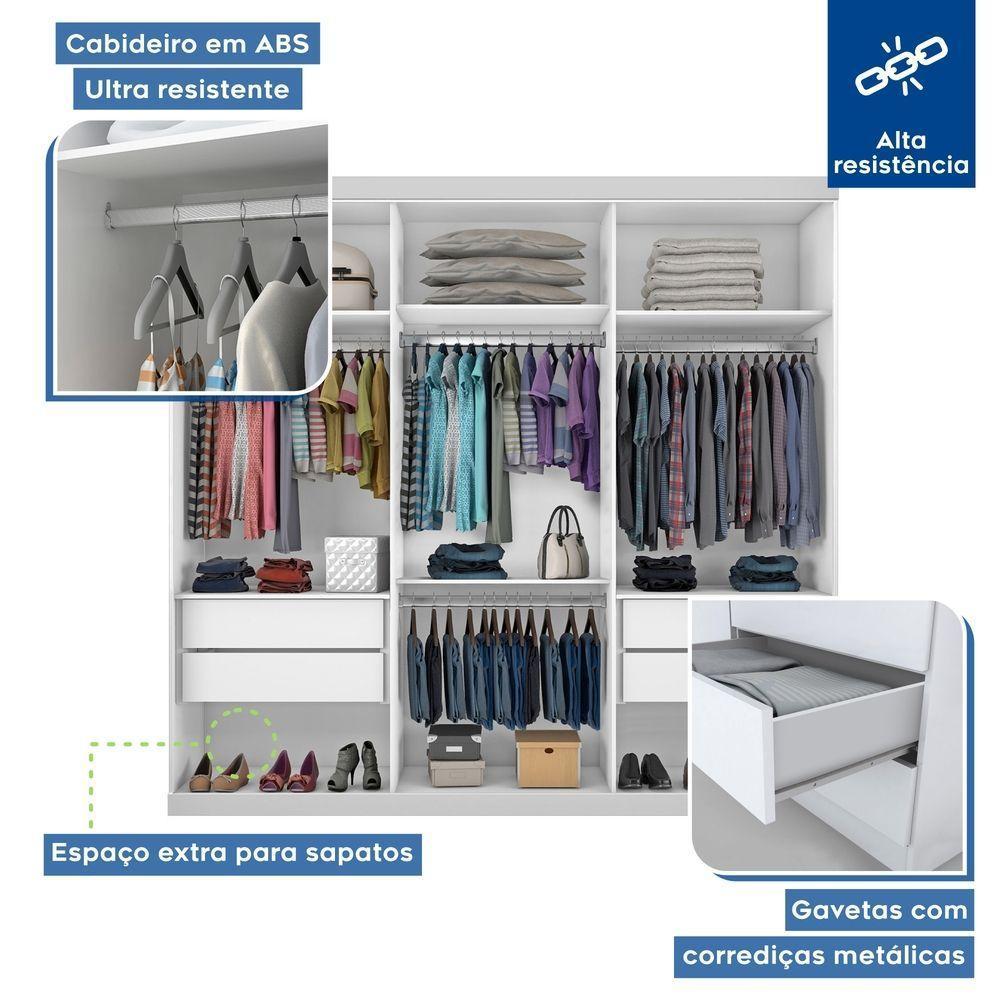 Closet Casal Sem Portas 4 Gavetas Paris Minastex Branco - 5